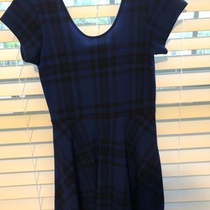 Blue plaid shirt dress